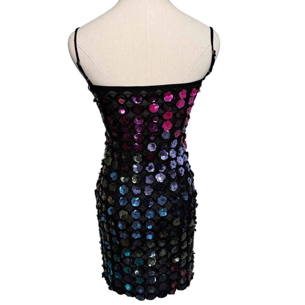 Cynthia Rowley Bella Sequin Appliqué Dress flower mini sheer stretch size 2 XS - Picture 8 of 12